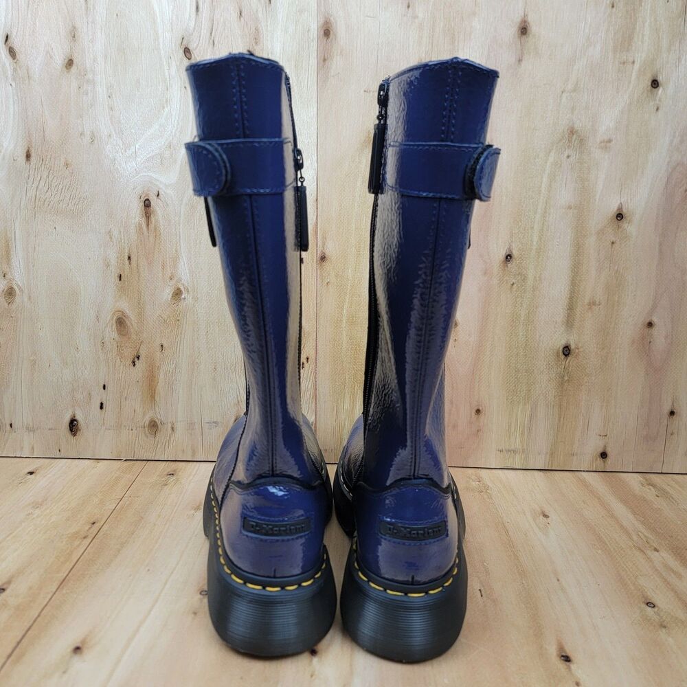 Dr. Martens BUZZ HI Tall Navy Blue Leather Riding Boots US Women's Size 8 - Picture 5 of 8